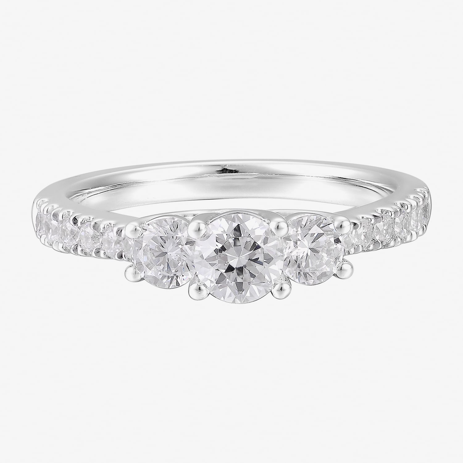 Limited Quantities! Womens 1 CT. T.W. Natural White Diamond 14K Gold Round Side Stone 3-Stone Engagement Ring