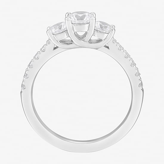 Limited Quantities! Womens 1 CT. T.W. Natural White Diamond 14K Gold Round Side Stone 3-Stone Engagement Ring