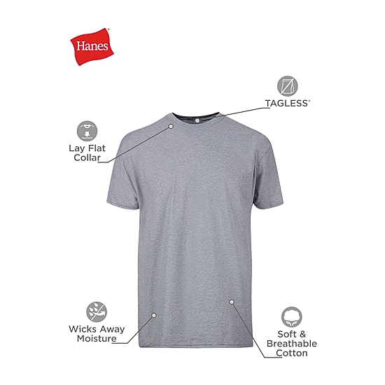 Hanes Comfortsoft Mens 4 Pack Short Sleeve Crew Neck Moisture Wicking T-Shirt