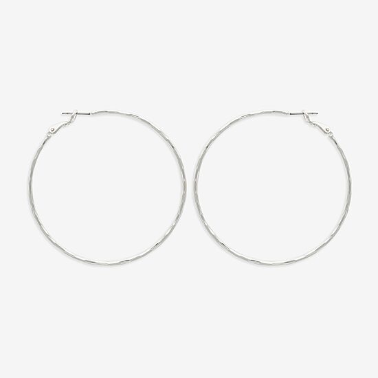 Bold Elements Silver Tone Womens Stainless Steel 32.1mm Hoop Earrings