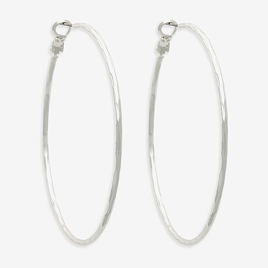 Bold Elements Silver Tone Womens Stainless Steel 32.1mm Hoop Earrings