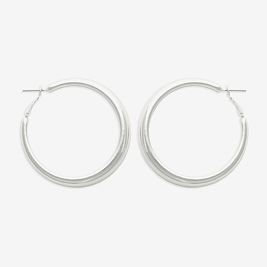 Bold Elements Silver Tone Womens 30.1mm Hoop Earrings