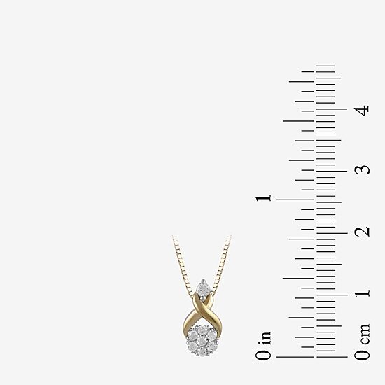 Diamond Blossom Womens 1/6 CT. T.W. Lab Grown White Diamond 10K Gold Round 18 Inch Pendant Necklace