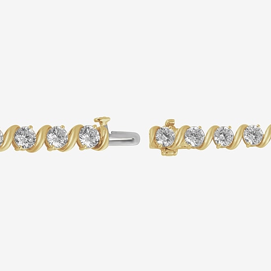 (G/Si2) Womens 10 Ct.T.W. Lab Grown White Diamond 10K Gold Round 7.25 Inch Tennis Bracelet