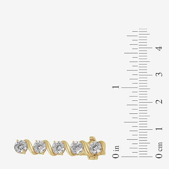 (G/Si2) Womens 10 Ct.T.W. Lab Grown White Diamond 10K Gold Round 7.25 Inch Tennis Bracelet