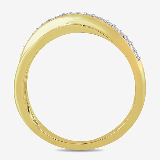 Womens 1/10 CT. T.W. Lab Grown White Diamond 14K Gold Over Silver Sterling Silver Crossover Cocktail Ring
