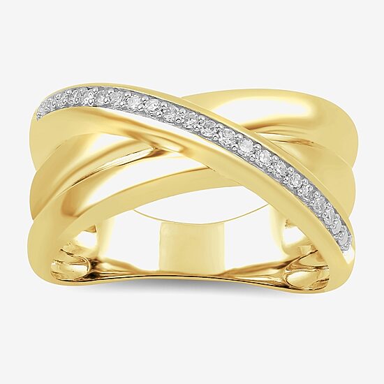 Womens 1/10 CT. T.W. Lab Grown White Diamond 14K Gold Over Silver Sterling Silver Crossover Cocktail Ring