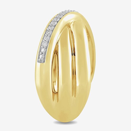 Womens 1/10 CT. T.W. Lab Grown White Diamond 14K Gold Over Silver Sterling Silver Crossover Cocktail Ring