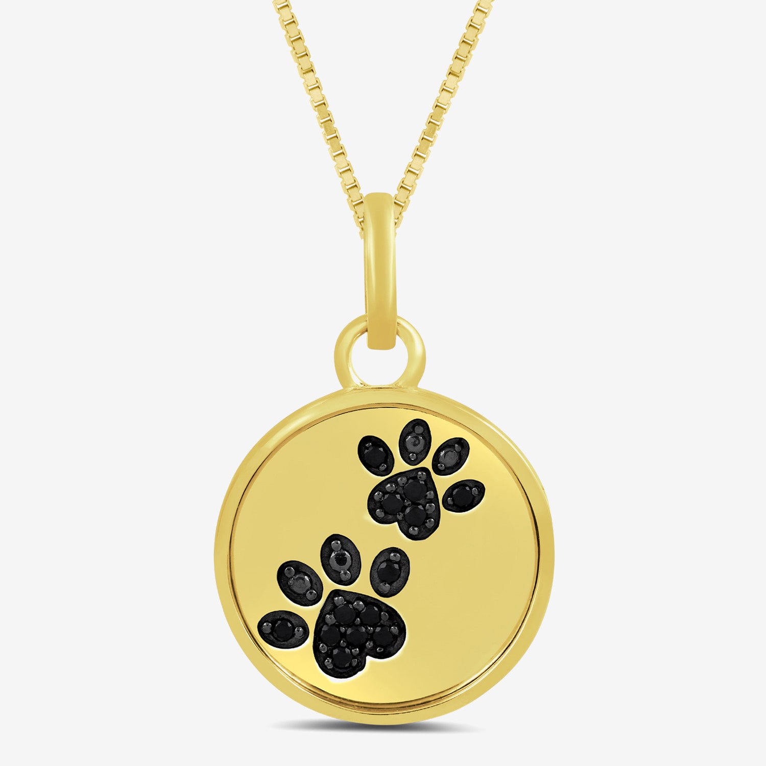 Paw Print Womens 1/10 CT. T.W. Natural Black Diamond 14K Gold Over Silver Sterling Silver 18 Inch Pendant Necklace