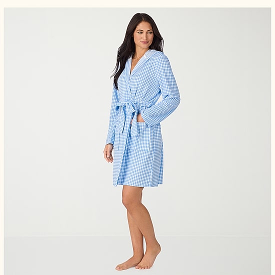 Cuddl Duds Womens Short Length Long Sleeve Robe