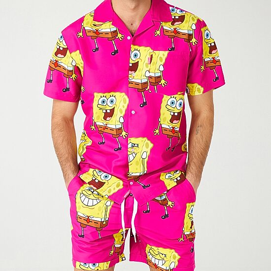 Novelty Mens Short Sleeve Regular Fit Spongebob Graphic T-Shirt