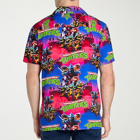 Novelty Mens Short Sleeve Regular Fit Teenage Mutant Ninja Turtles Button-Down Shirt