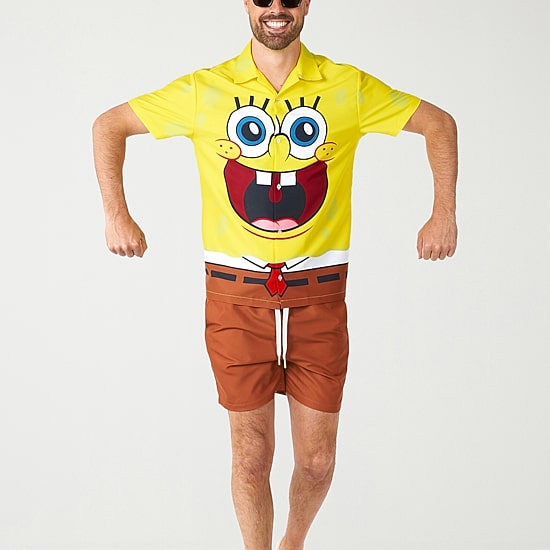 Novelty Mens Round Neck Short Sleeve Regular Fit Spongebob Graphic T-Shirt