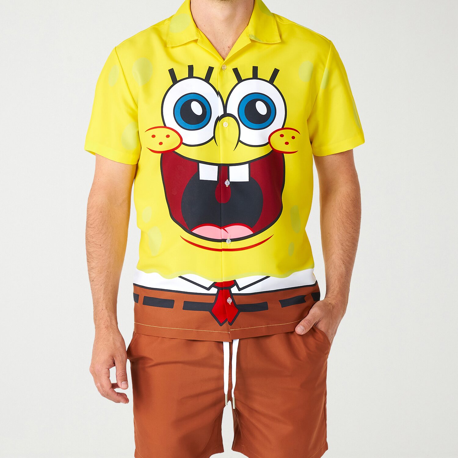 Novelty Mens Round Neck Short Sleeve Regular Fit Spongebob Graphic T-Shirt