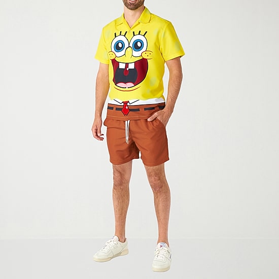 Novelty Mens Round Neck Short Sleeve Regular Fit Spongebob Graphic T-Shirt