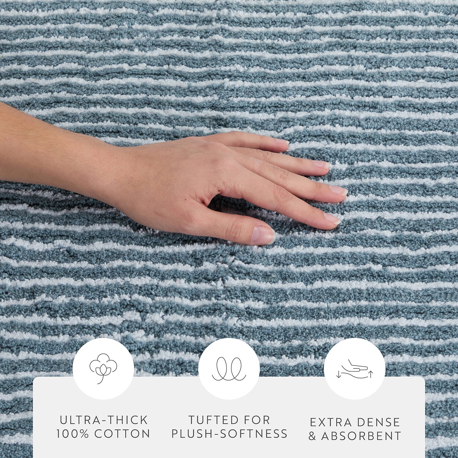 Casual Comfort Pinstripe Cotton Bath Mat