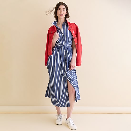 St. John's Bay Womens Short Sleeve Midi Shirt Dress
