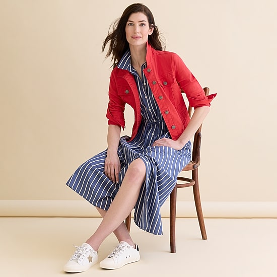 St. John's Bay Womens Short Sleeve Midi Shirt Dress