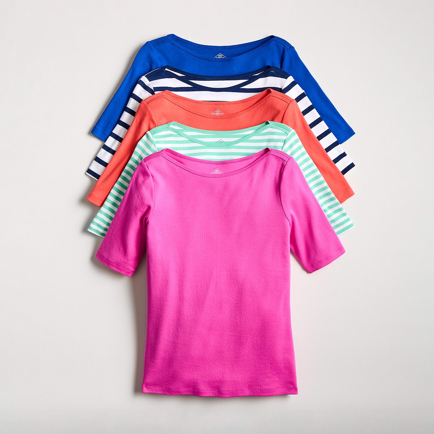 St. John's Bay Womens Boat Neck Elbow Sleeve T-Shirt