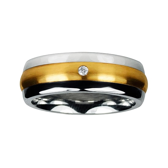 Mens 8mm Cobalt with 10K Yellow Gold Inlay Wedding Band 