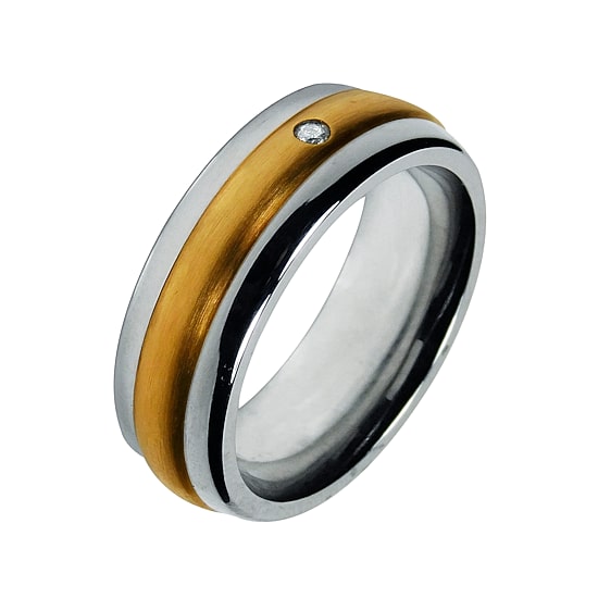 Mens 8mm Cobalt with 10K Yellow Gold Inlay Wedding Band 