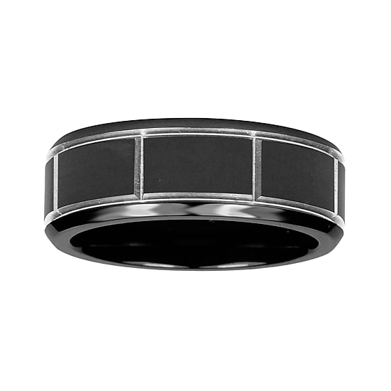 Mens 8mm Black Titanium Wedding Band 