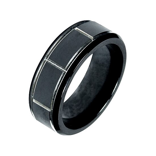 Mens 8mm Black Titanium Wedding Band 