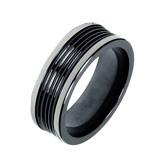 Mens 8mm Black Titanium Wedding Band