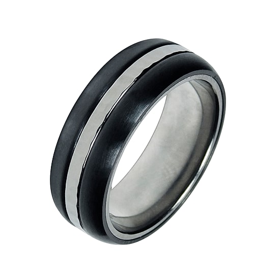 Mens 8mm Two-Tone Titanium Wedding Band