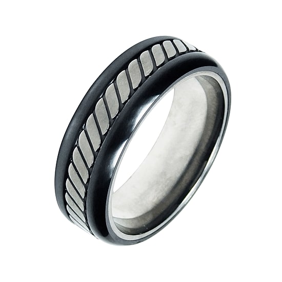 Mens 8mm Two-Tone Titanium Wedding Band 