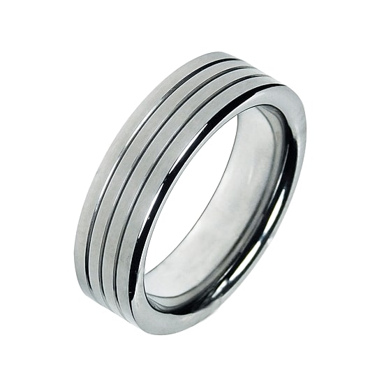 Mens 7mm Groove Cobalt Wedding Band 