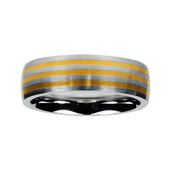 Mens Cobalt and 10K Yellow Gold Inlay Wedding Band 