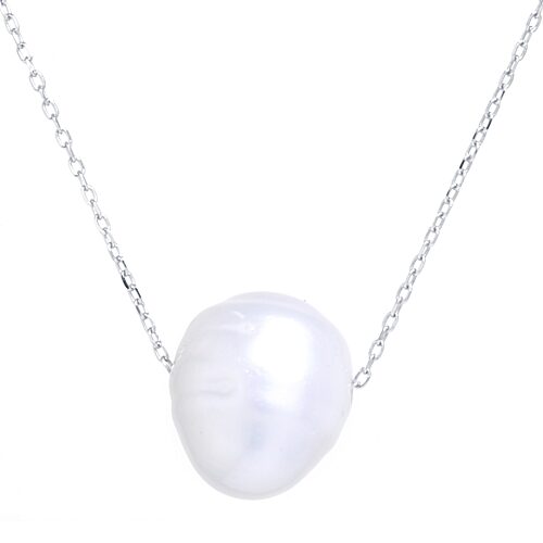 Silver Treasures Womens White Cultured Freshwater Pearl Sterling Silver 18 Inch Pendant Necklace, One Size