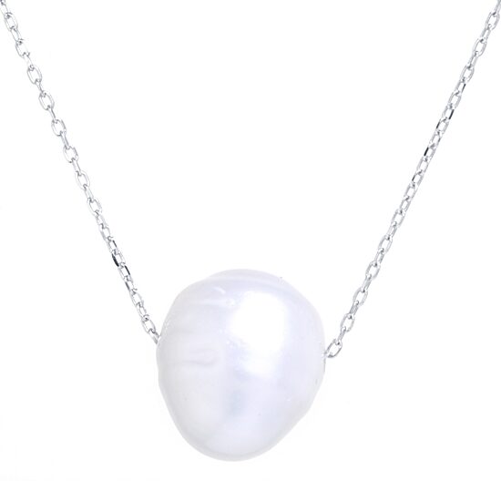 Silver Treasures Womens White Cultured Freshwater Pearl Sterling Silver 18 Inch Pendant Necklace