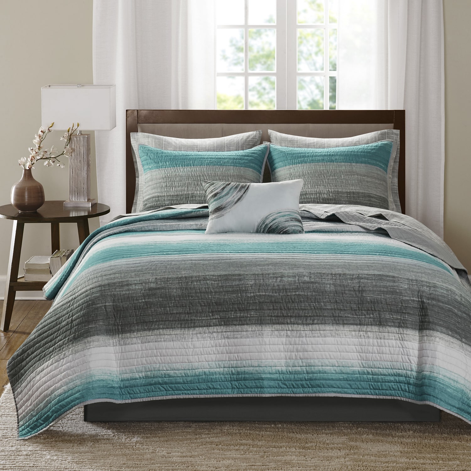 Madison Park Essentials Barret Quilt Set with Cotton Bed Sheets