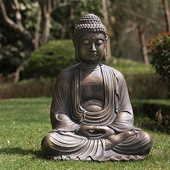 Glitzhome 22.75" Mgo Meditating Buddha Figurine