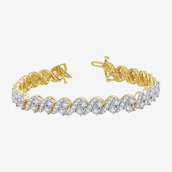 (H-I / I1) Womens 5 CT. T.W. Lab Grown White Diamond 10K Gold 7.5 Inch Tennis Bracelet