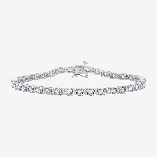 Womens 2 CT. T.W. Natural White Diamond 10K Gold 7.5 Inch Tennis Bracelet