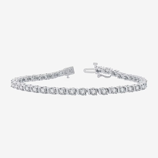 Womens 2 CT. T.W. Natural White Diamond 10K Gold 7.5 Inch Tennis Bracelet