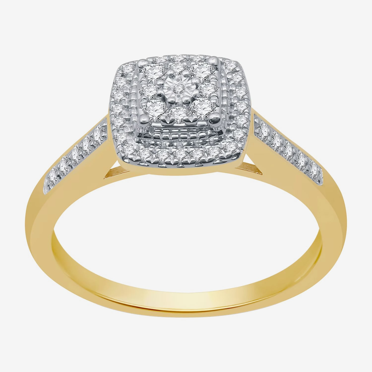 I Said Yes (H-I / I1) Womens 1/4 CT. T.W. Lab Grown White Diamond Sterling Silver Side Stone Halo Engagement Ring