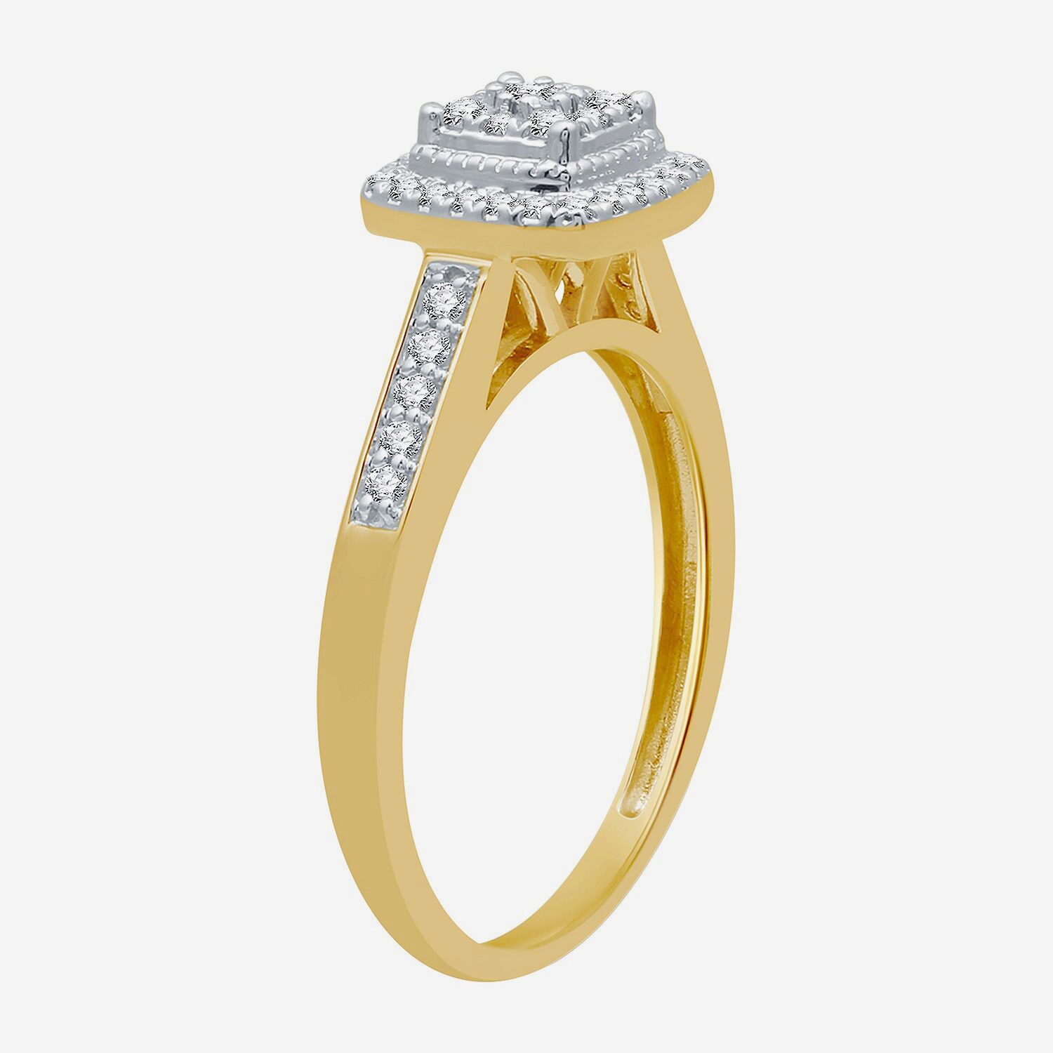I Said Yes (H-I / I1) Womens 1/4 CT. T.W. Lab Grown White Diamond Sterling Silver Side Stone Halo Engagement Ring