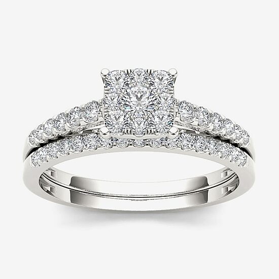 1/2 CT.T.W. Natural Diamond 10K White Gold Engagement Ring