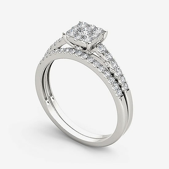 1/2 CT.T.W. Natural Diamond 10K White Gold Engagement Ring