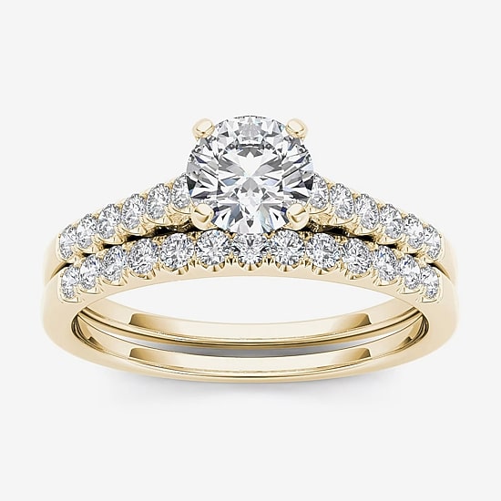 1 CT.T.W. Natural Diamond 10K Yellow Gold Bridal Ring Set