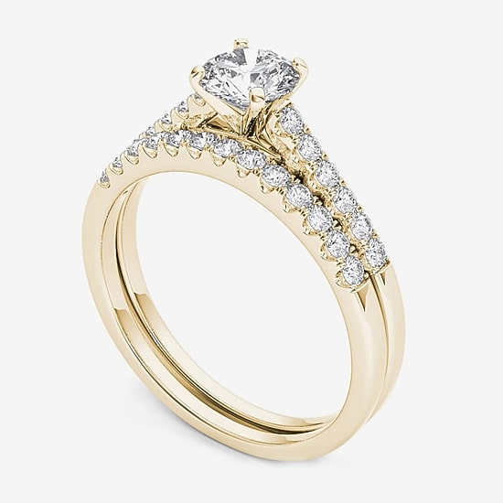1 CT.T.W. Natural Diamond 10K Yellow Gold Bridal Ring Set