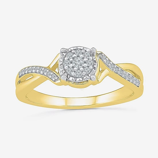 Womens 1/8 CT. T.W. Natural White Diamond Sterling Silver Round Side Stone Promise Ring