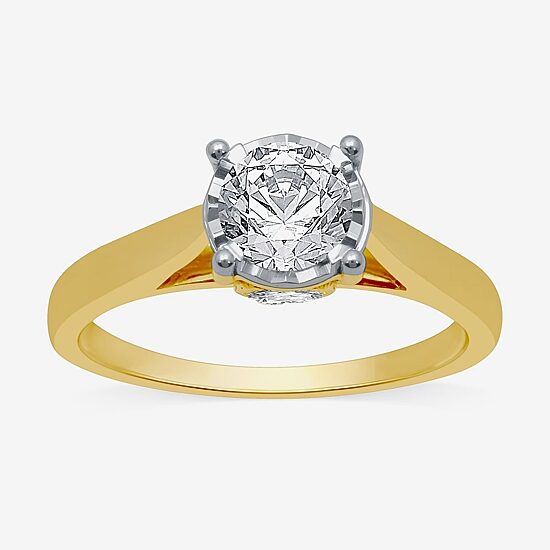 (H-I / I1) Womens 1 CT. Lab Grown White Diamond 10K Gold Round Solitaire Engagement Ring