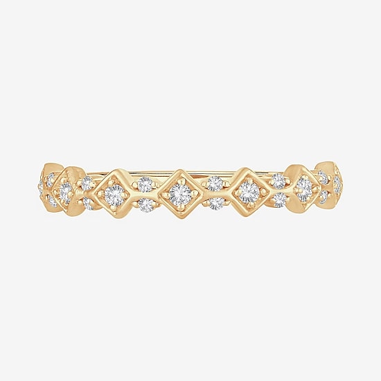 Womens 1/6 CT. T.W. Natural White Diamond 10K Gold Wedding Band