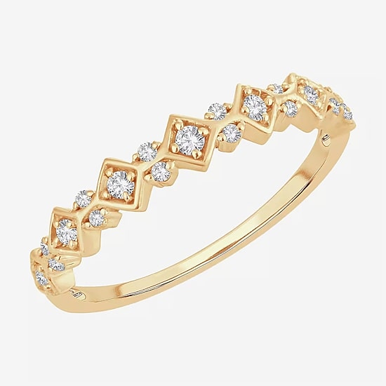 Womens 1/6 CT. T.W. Natural White Diamond 10K Gold Wedding Band