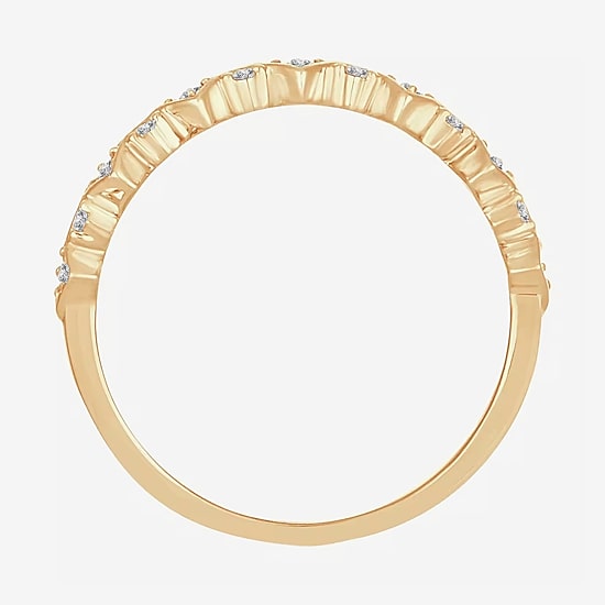 Womens 1/6 CT. T.W. Natural White Diamond 10K Gold Wedding Band